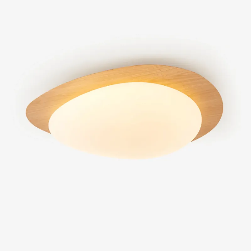 Sonderaktion Quisti Kieselstein-Deckenleuchte in Nussbaumfarbe D30cm
