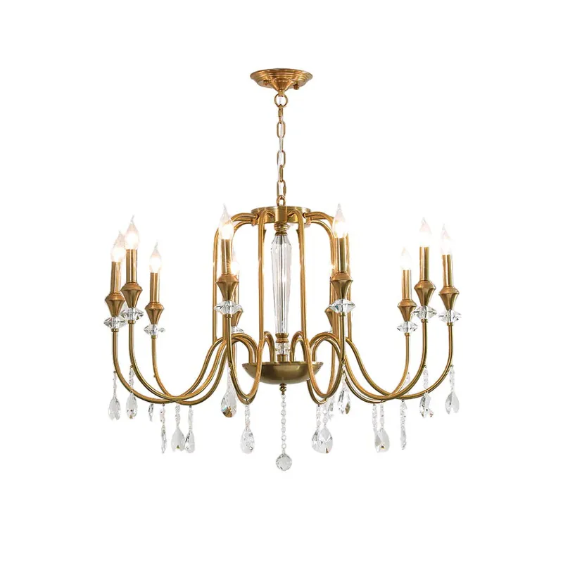 Geprüft Ercararis Vintage Industrie Messing-Kristall-Kronleuchter 4 Köpfe ∅ 50cm x H 63cm