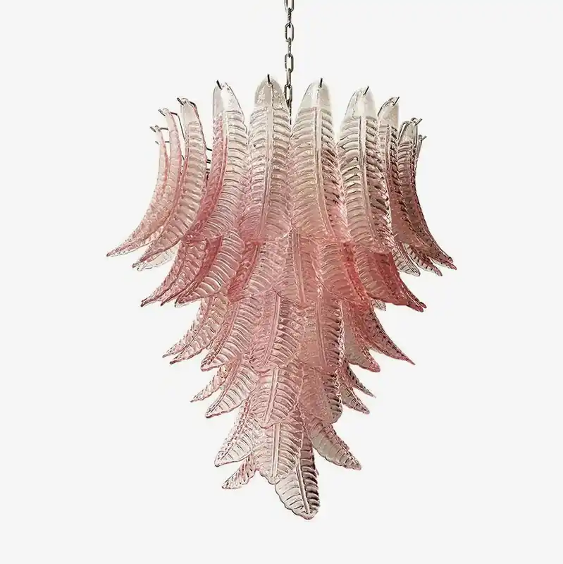 Günstig Aurora Kronleuchter aus Pink Murano-Glas Blätter Kaskadierend Romantisch