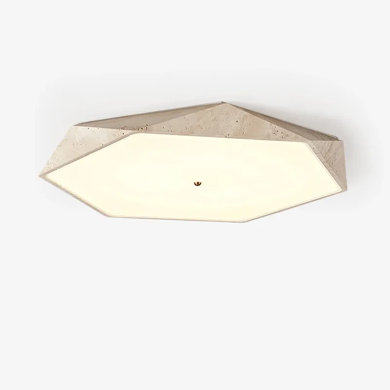 Sechseckige Travertin-Deckenleuchte D40cm Angebot