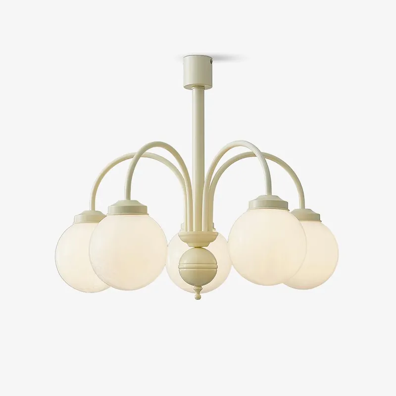 Lustra Kronleuchter Creme Glaskugeln 4 Köpfe ∅ 50cm x H 50cm Neuheit