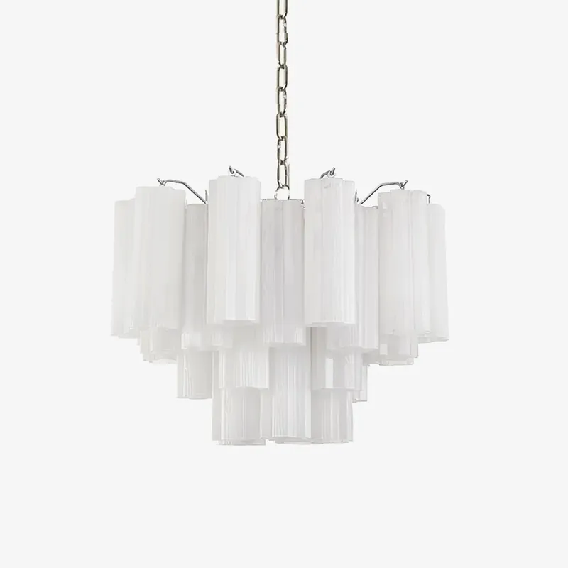 Preisknaller Aurora Pendelleuchter Weiß Gestufte Röhren 2 SchichtenDia 45cm x H 50cm