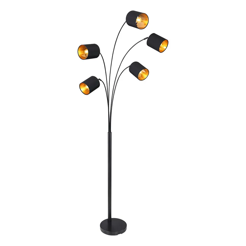 Top-Preis 5-flammige Design Stehlampe Schwarz Globo Kaddy