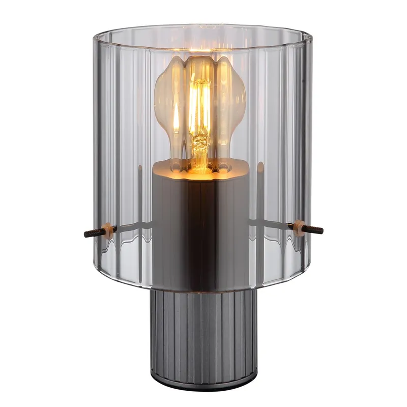 Neue Ware Moderne Metall-Tischlampe mit rauchfarbener Shade Tulivar