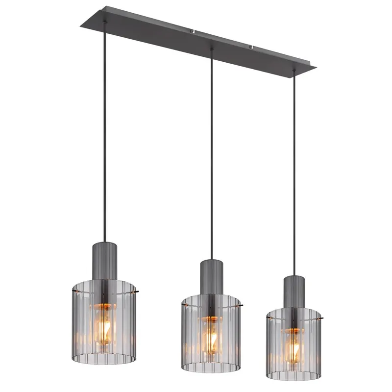 Moderne Pendelleuchte in Dunkelgrau mit Glas-Schirmen Tulivar Neuheit