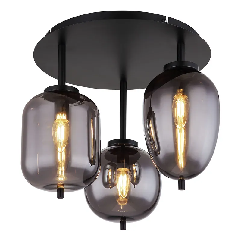 Echt Moderne schwarze Metall Deckenleuchte Globo Blacky