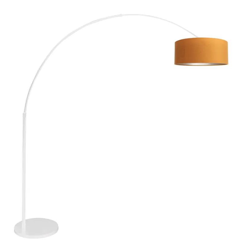 Weiße Bogenlampe mit orangefarbenem Samtschirm Steinhauer Sparkled Light Bestpreis