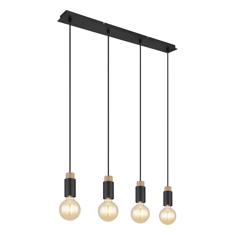 Minimalistische 4-Licht Hängelampe schwarz Globo Matti Saisonangebot