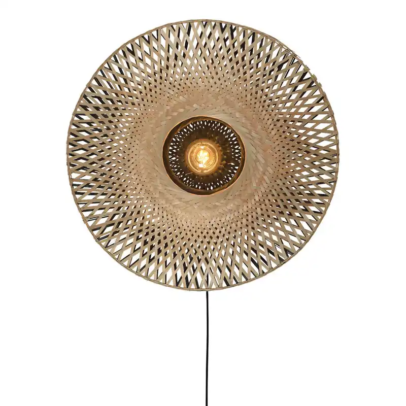 Schwarze natürliche bohemian runde Wandlampe GOOD&MOJO Kalimantan Kracherpreis