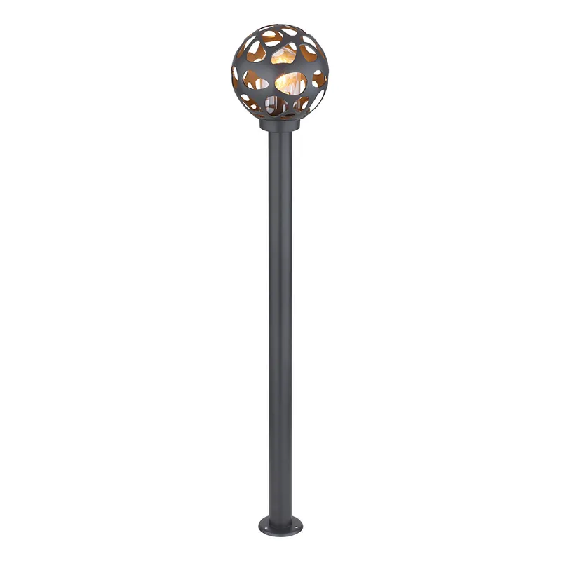 Markenprodukt Retro anthrazitfarbene Metall-Außenlampe Globo Hilario