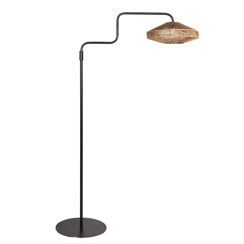 Super-Preis Schwarze Stehlampe mit Seilschirm und Schwenkarm Steinhauer Bloeba