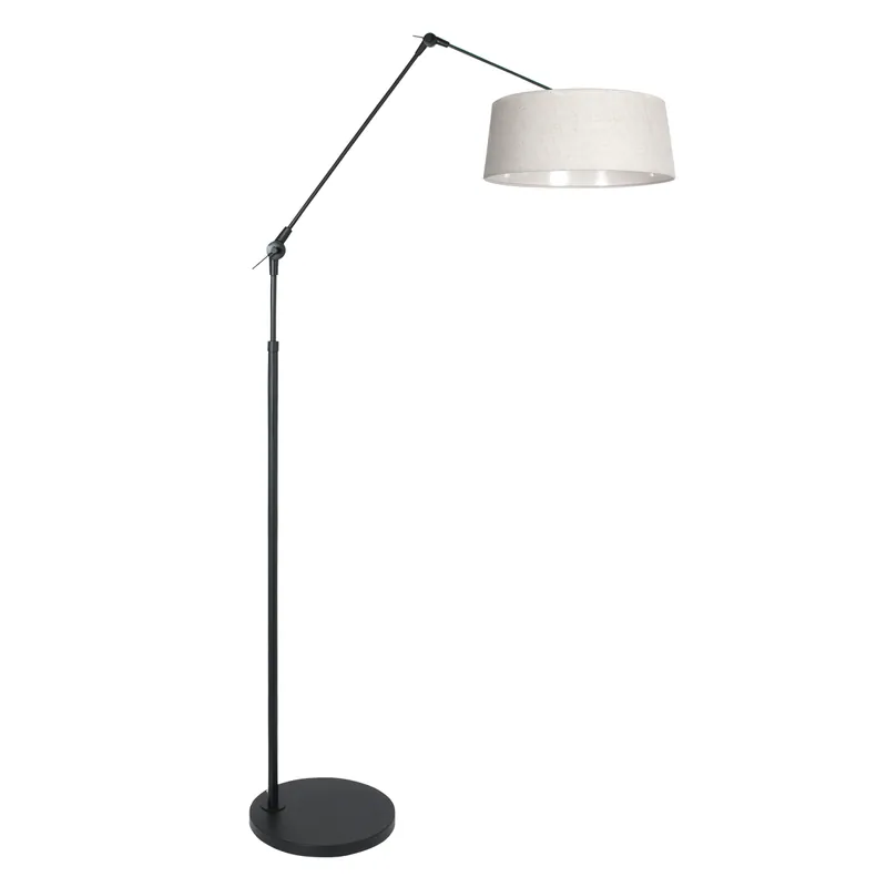 Schwarze Bogenlampe mit elegantem cremefarbenem Schirm Steinhauer Prestige Chic Preiswert