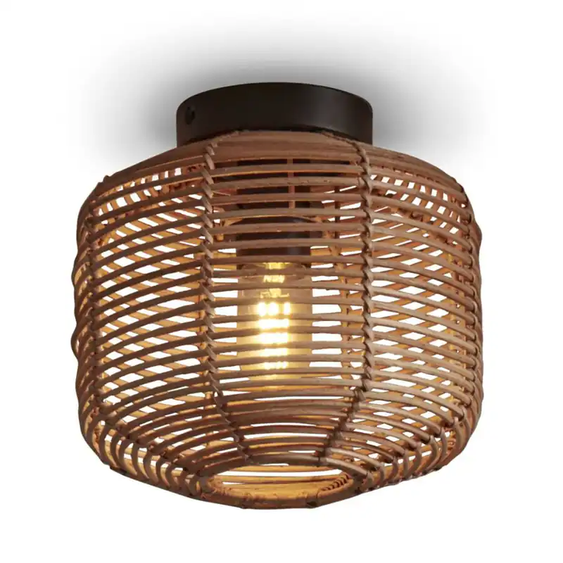 Must-Have Bohemian-Rattan-Metall-Deckenleuchte in Natur GOOD&MOJO Tanami