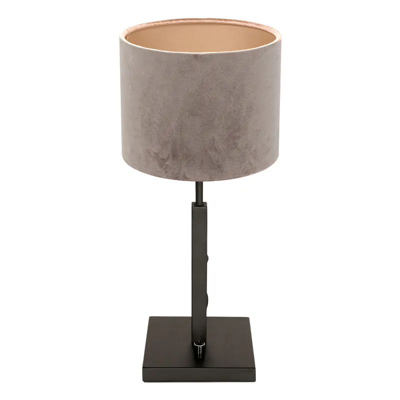 Schwarze Tischlampe mit grauem Schirm Steinhauer Stang Markenware