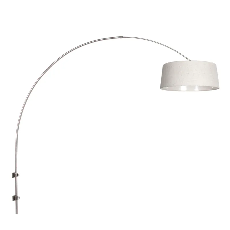 Stahlfarbene Bogen Wandleuchte mit cremefarbenem Schirm Steinhauer Sparkled Light Neu Im Sortiment