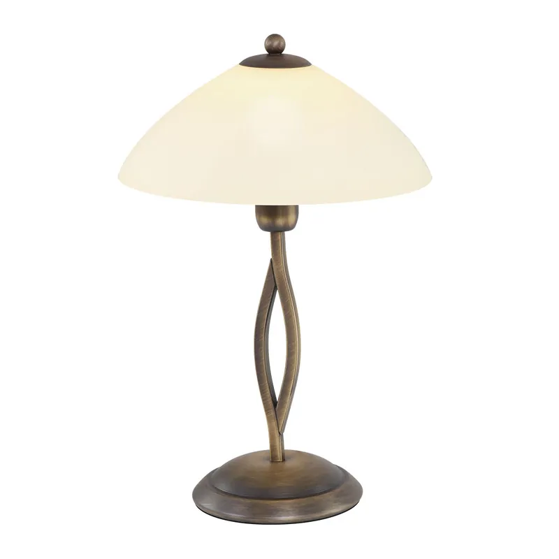 Sichere Zahlung Gedrehte Bronzene Tischlampe Marmorierte Glaskappe Steinhauer Capri