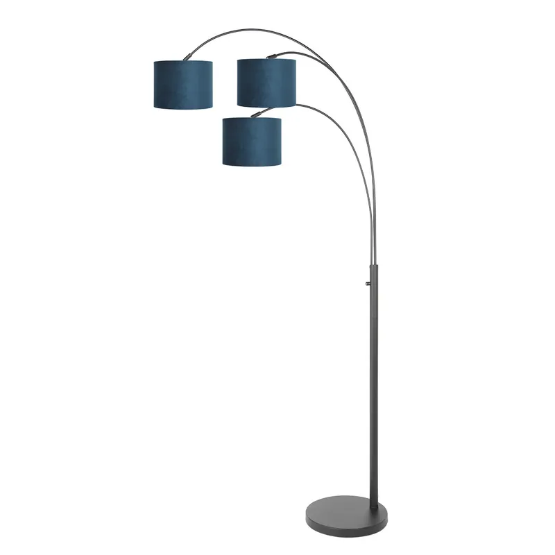 Schwarze Bogenlampe mit blauen Schirmen Steinhauer Sparkled Light Sale