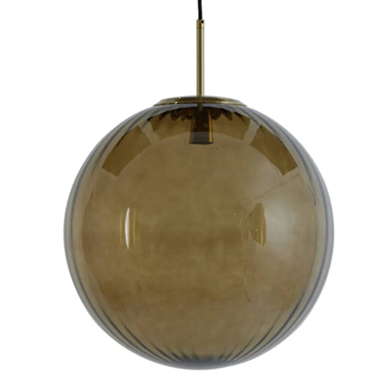 Preisreduziert Retro braune gerippte Glas-Hängelampe Light & Living Magdala