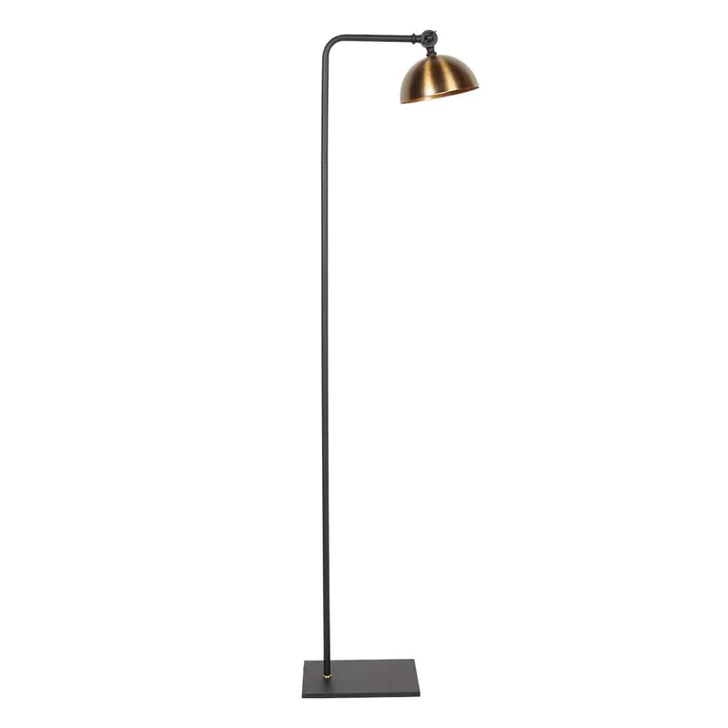 Markenware Retro schwarze Stehlampe mit bronzefarbener Schirm Steinhauer Pintino