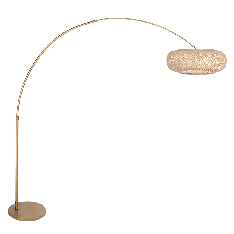 Klassische Stehlampe Bronze mit Bambus-Schirm Steinhauer Sparkled Light Preiswert