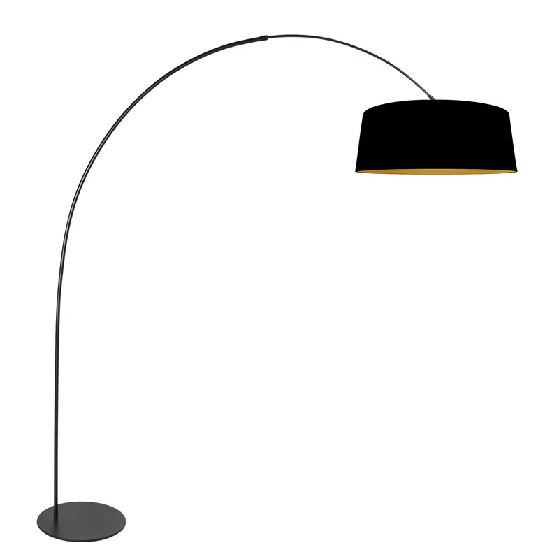 Bogen Stehleuchte mit Leinen Schirm Gold innen Anne Light Curve Bestseller