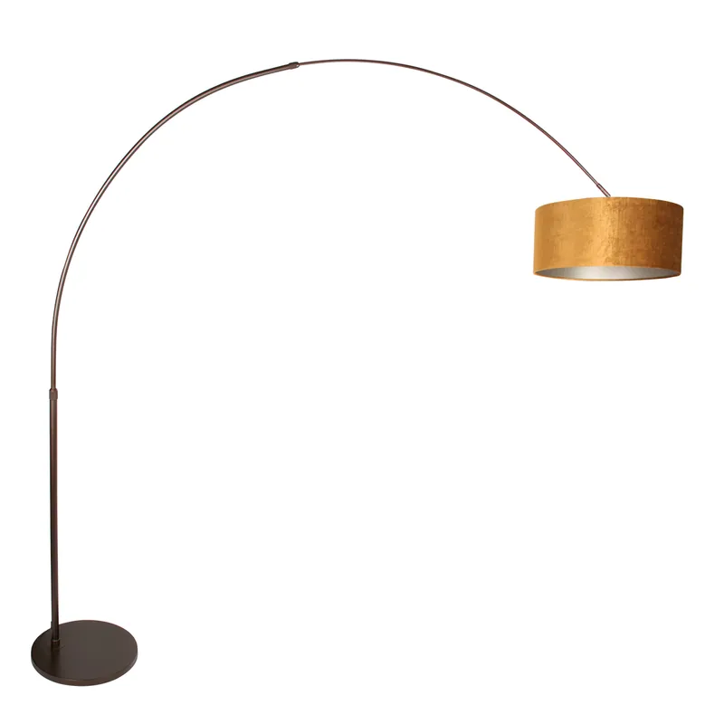 Bogenlampe mit goldfarbenem Samtschirn Steinhauer Sparkled Light Direkt Vom Hersteller