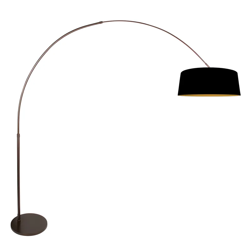 Bogenlampe mit schwarzem Leinen-Schirm Steinhauer Luma-Dark Begrenztes Angebot