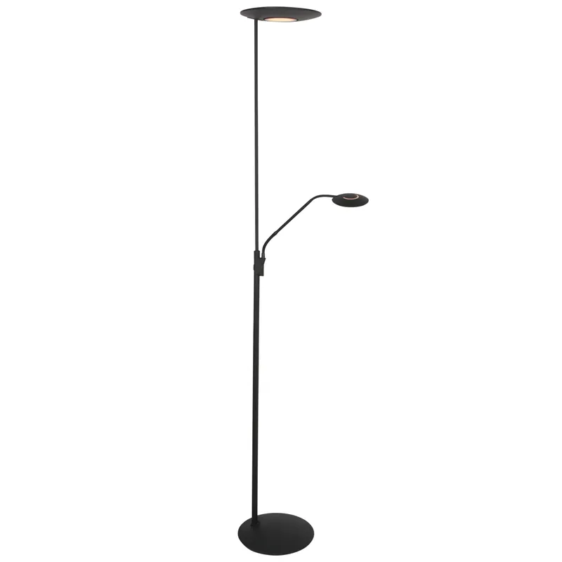 Schwarze Uplight Stehlampe mit Lesearm und Dimmer Steinhauer Zenith 2 Must-Have