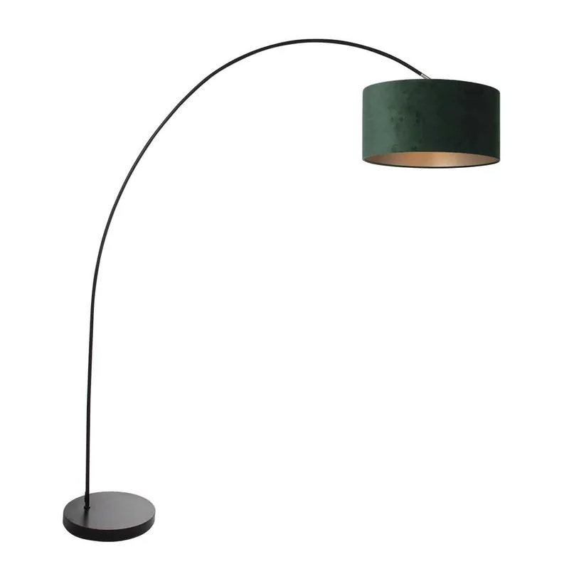 Schwarze Bogenlampe mit grünem Schirm Mexlite Solva Neu Im Sortiment