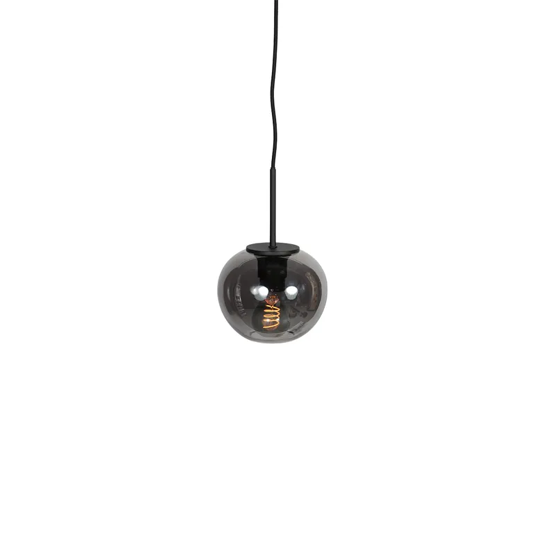 Moderne schwarze Hängeleuchte aus Rauchglas Mexlite HaloSwap Neu