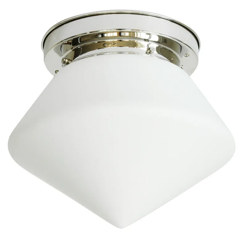 Bestseller Messing-Deckenleuchte mit spitzem matten Opalglas Ø 30/36 cm