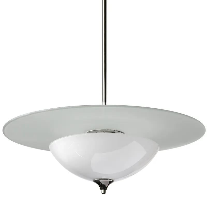 Finale Aktion Art déco-Pendelleuchte mit 60 cm-Diffusorscheibe und Opalglas-Schirm