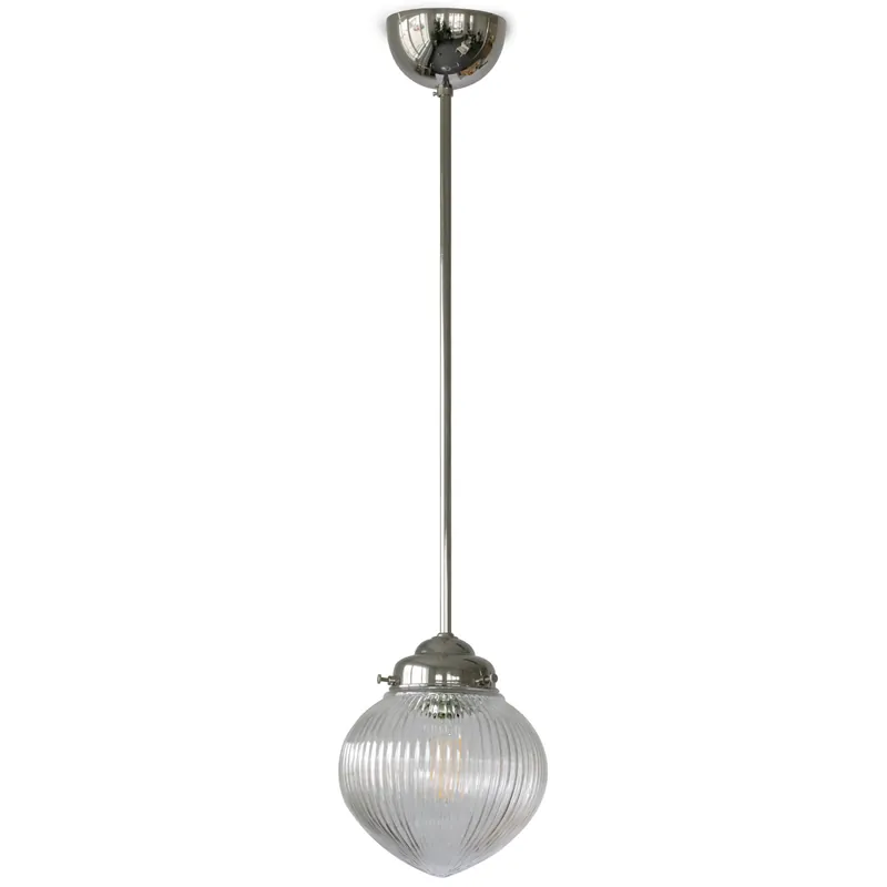 Rohr-Pendelleuchte mit haselnussförmigem Holophanglas Top-Angebot
