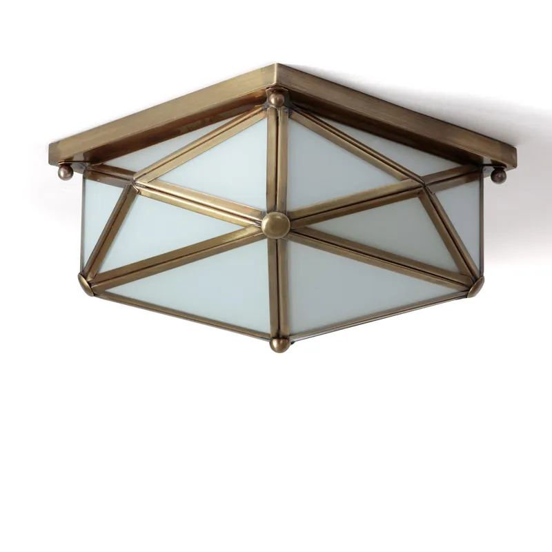Geometrische Deckenleuchte mit verglastem Messing-Gehäuse, 3 Größen Preisknaller