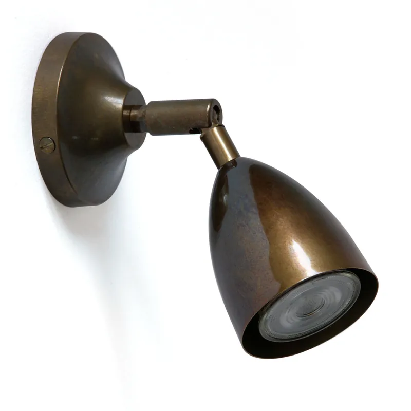 Neuheit Kleine Strahler-Wandlampe aus Messing, z.B. am Bett