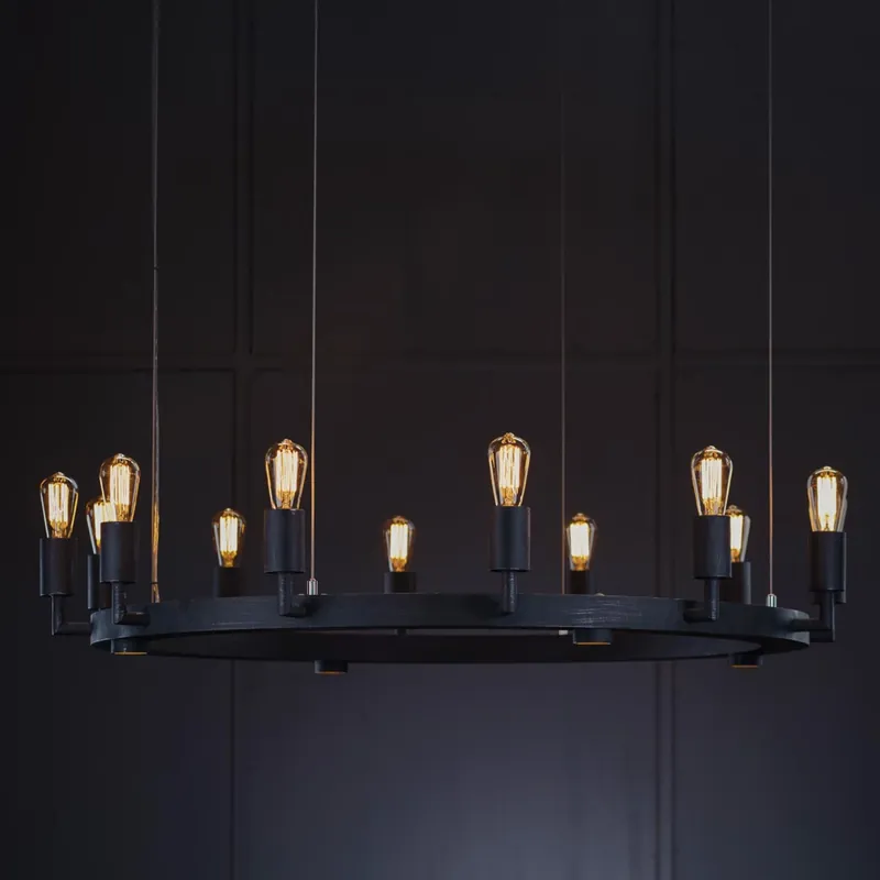 Bestpreis Geschmiedeter Ring-Hängeleuchter HL2674 mit Downlights, Ø 140 cm