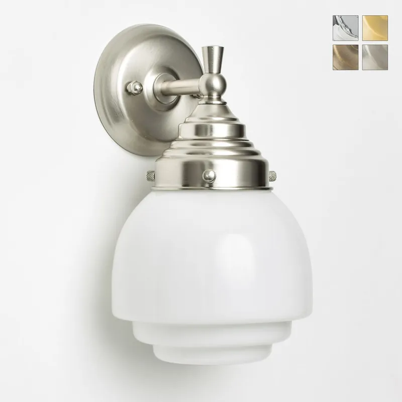 Markenprodukt Kleine Art déco-Badezimmer-Wandleuchte mit gestuftem Glas