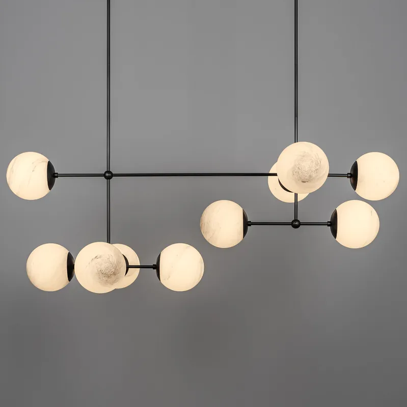 Meistverkauft Moderner Glaskugel-Hängeleuchter ARMSTRONG LINEAR mit 10 Brennstellen