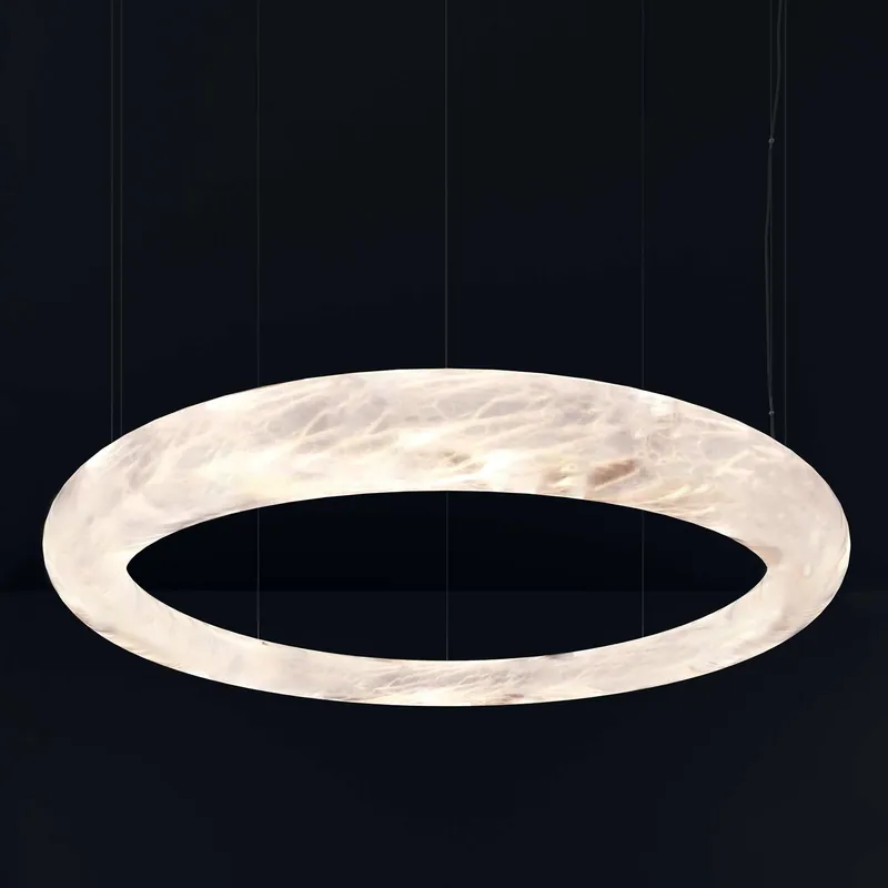 Große Ring-Hängeleuchte aus Alabaster AURA, Ø 56–105 cm Ausverkauf