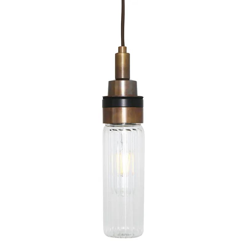 Highlight Kleine Pendelleuchte mit Glaskolben (klar oder prismatisch), mit IP65 auch für Bäder