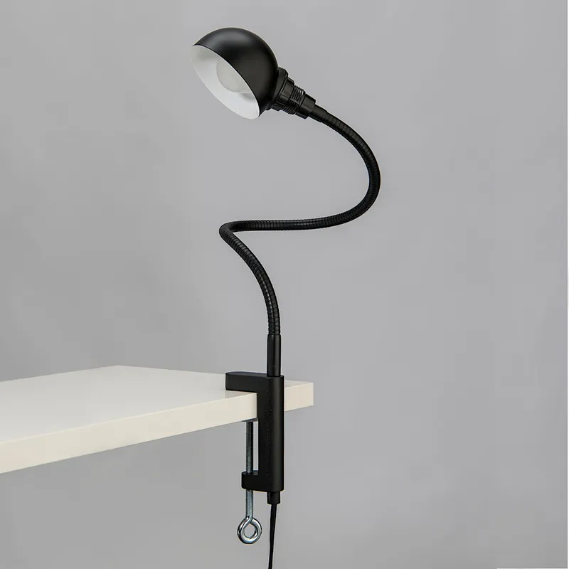 Flexible Klemmleuchte EISENBEIN mit Halbkugel-Reflektor, schwarz Echt