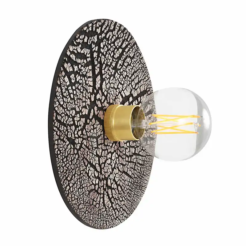 Getöpferte Scheiben-Wandleuchte aus schwarzem „Lava“-Ton, 28 cm Saisonangebot