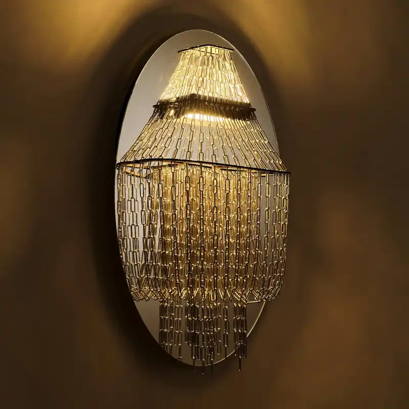 Wandleuchte mit Spiegel und Kettenbehang LAMPE C WALL Abverkauf