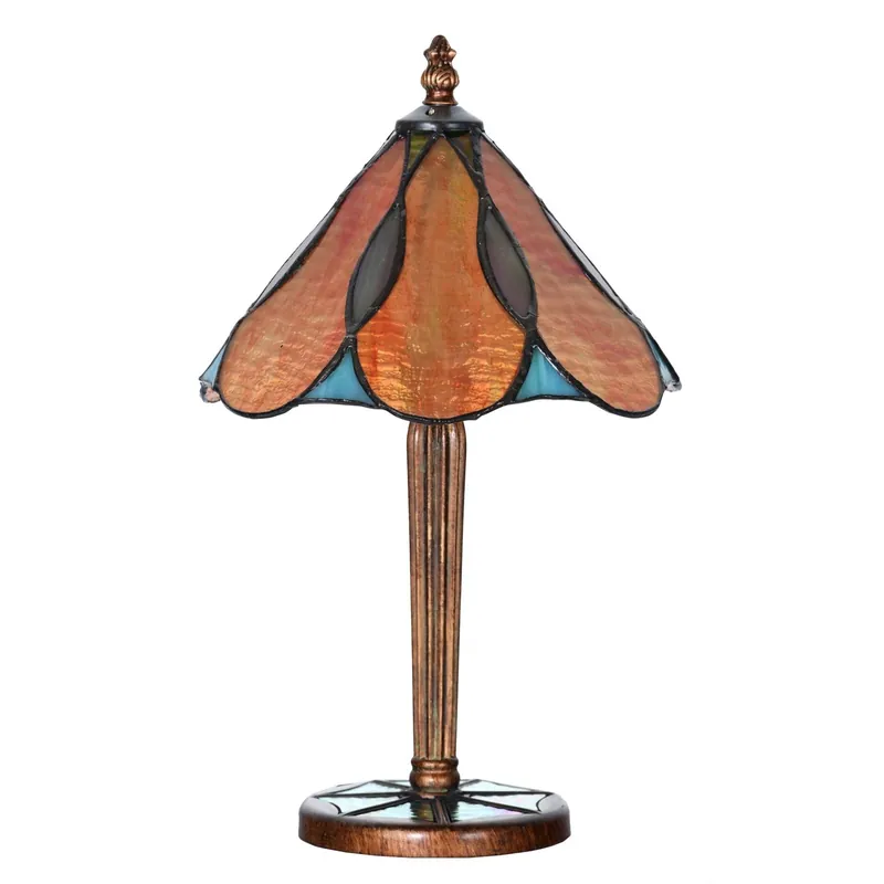 Bestpreis Kleine Art Nouveau-Tischleuchte mit farbigem Tiffany-Glas