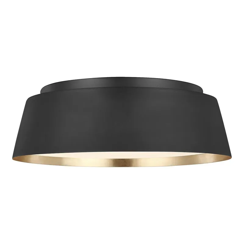 Zeitlose, schwarze Deckenleuchte mit Blattgold, Ø 37 cm Preis Gesenkt