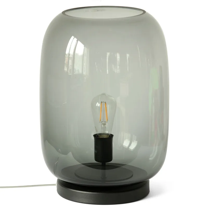 Große Glas-Tischleuchte (45 cm) mit Rauchglas-Schirm Saisonangebot