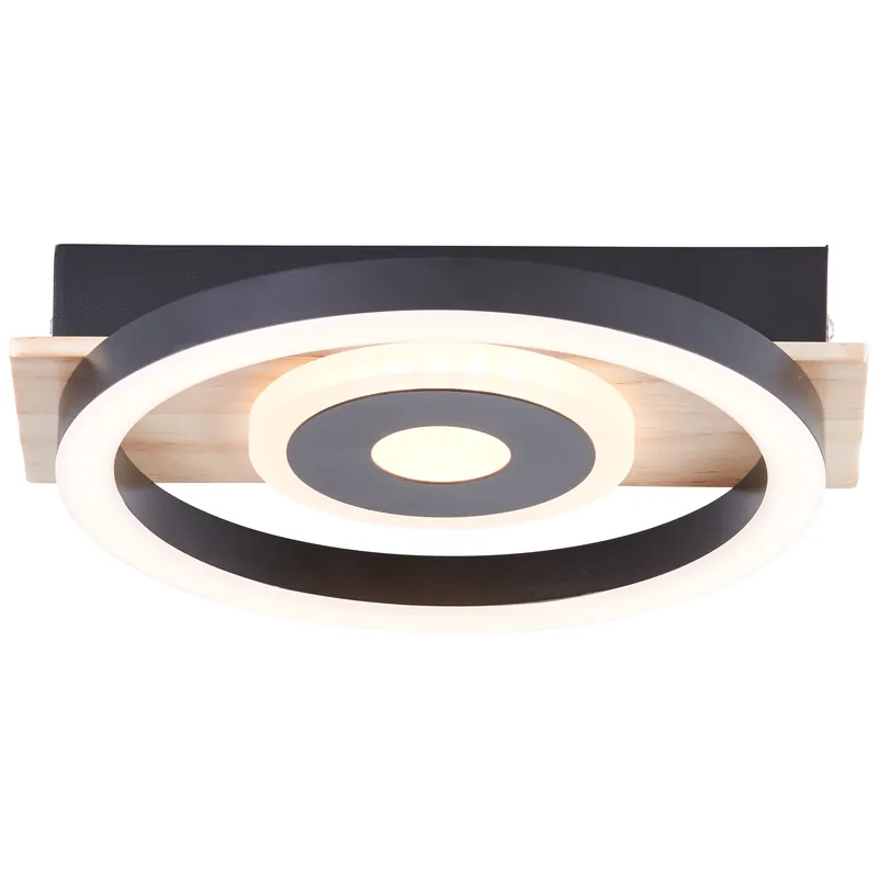 Maureen LED Deckenleuchte 22x20cm schwarz/holz Wochenendangebot