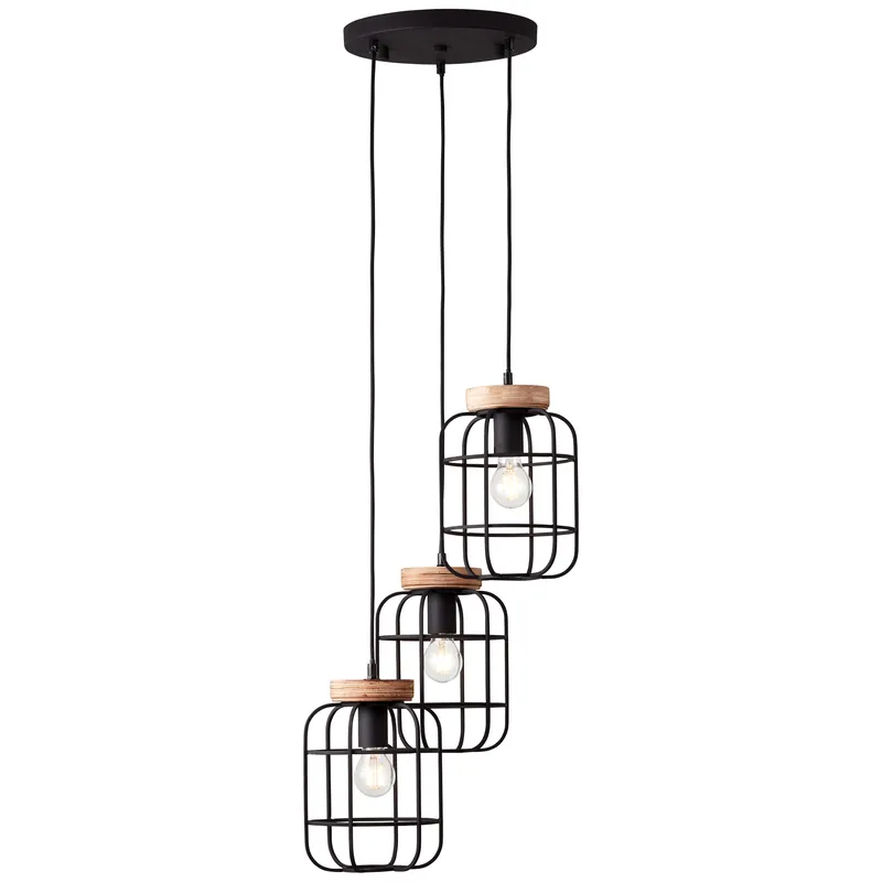 Gwen Pendelleuchte 3flg Rondell antik holz/schwarz korund Letzte Chance