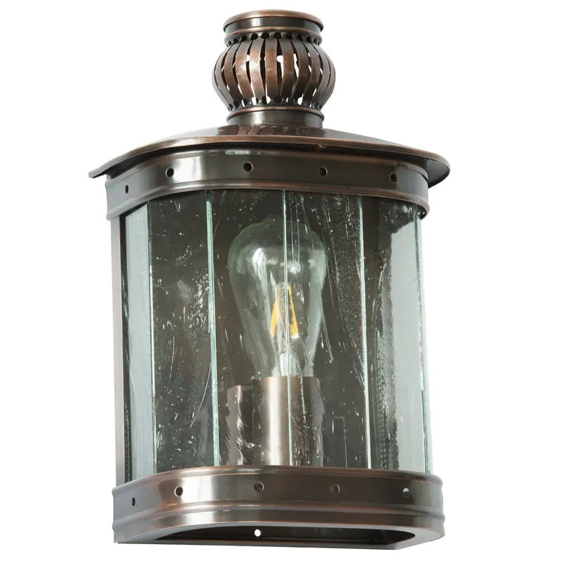 Flache bayerische Barock-Wandlampe aus Kupfer oder Messing mit Glasstreifen Füssen Must-Have