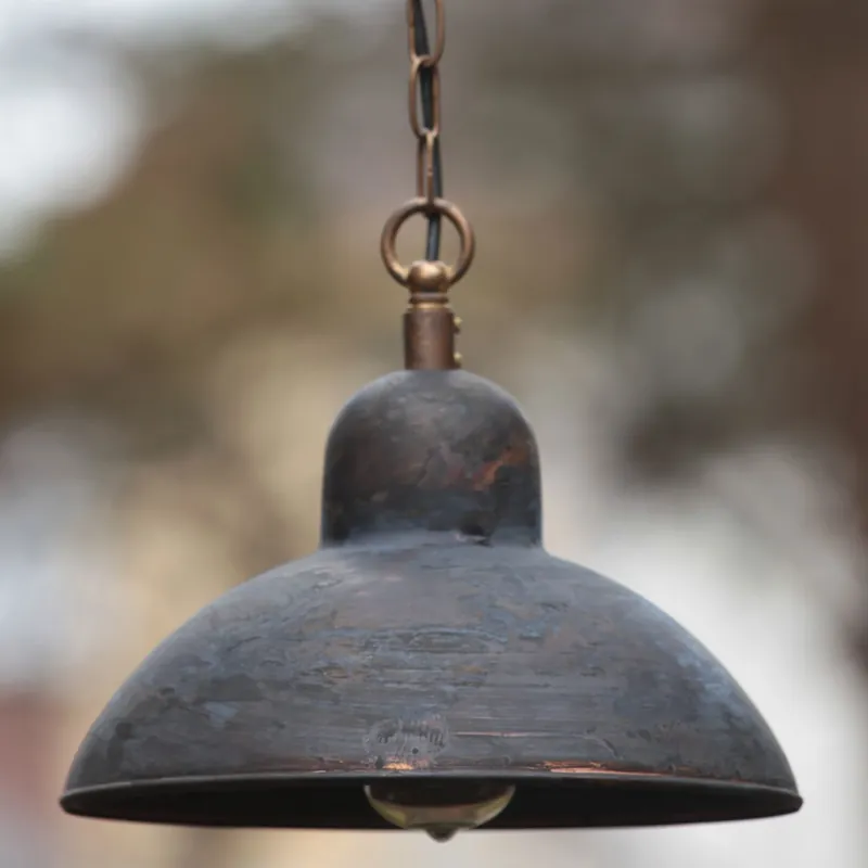 Bauhausstil-Hängeleuchte für den Außenbereich Solingen Kupfer Patina Direktkauf